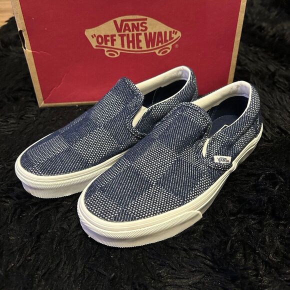 Vans Shoes - VANS checkerboard navy blue slip on shoes sneakers women’s 8 new